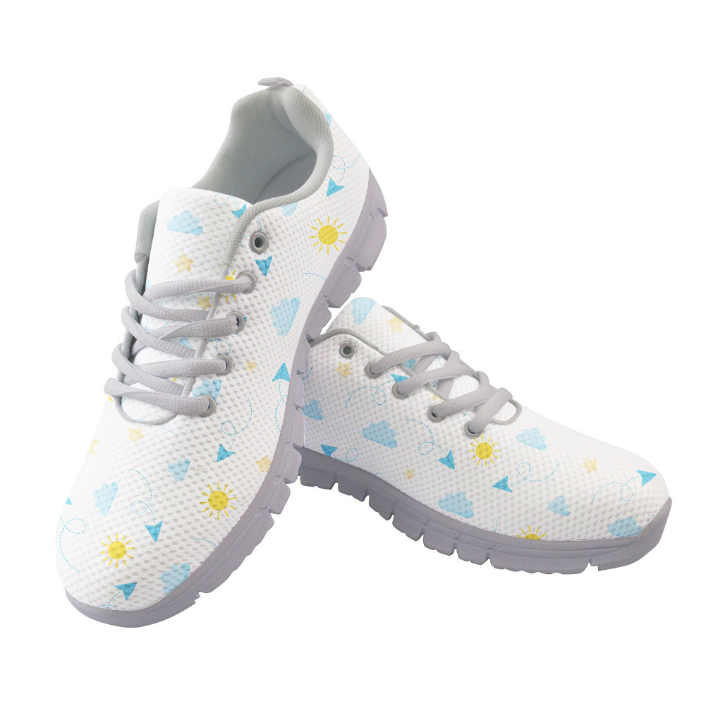 Paper Plane Sun Clouds And Stars On White Background Running Shoes Sport Sneakers