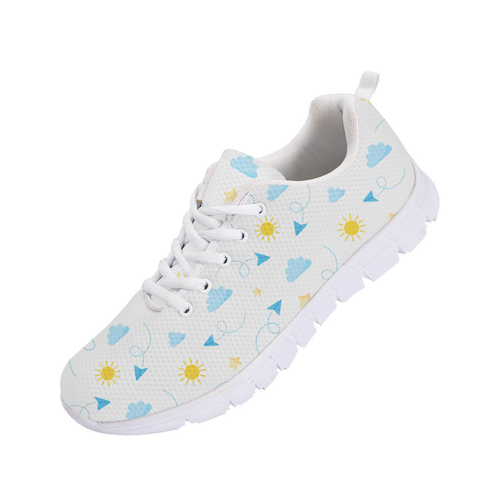 Paper Plane Sun Clouds And Stars On White Background Running Shoes Sport Sneakers