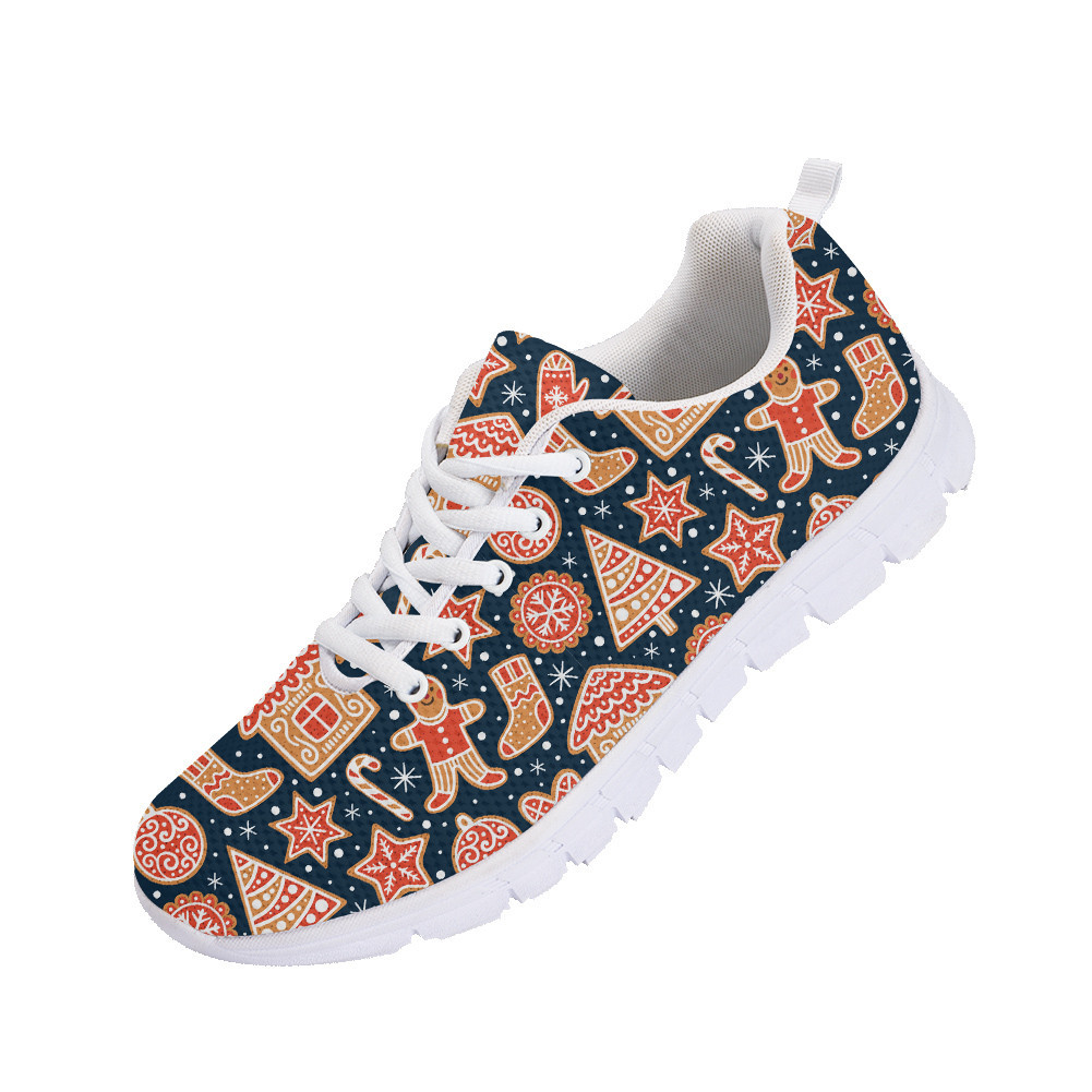 Outline Gingerbread Cookies Collection And Snowflakes Running Shoes Sport Sneakers