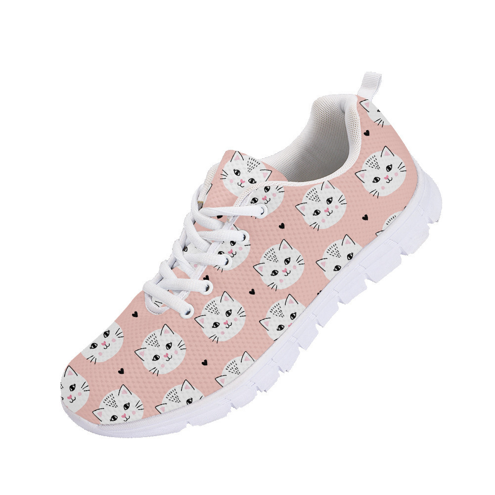 Pastel Peach Pink Face Of White Cat Running Shoes Sport Sneakers