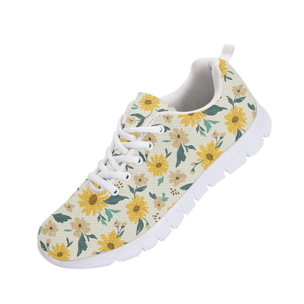 Perfect Ornament Yellow Daisy On Off White Background Running Shoes Sport Sneakers