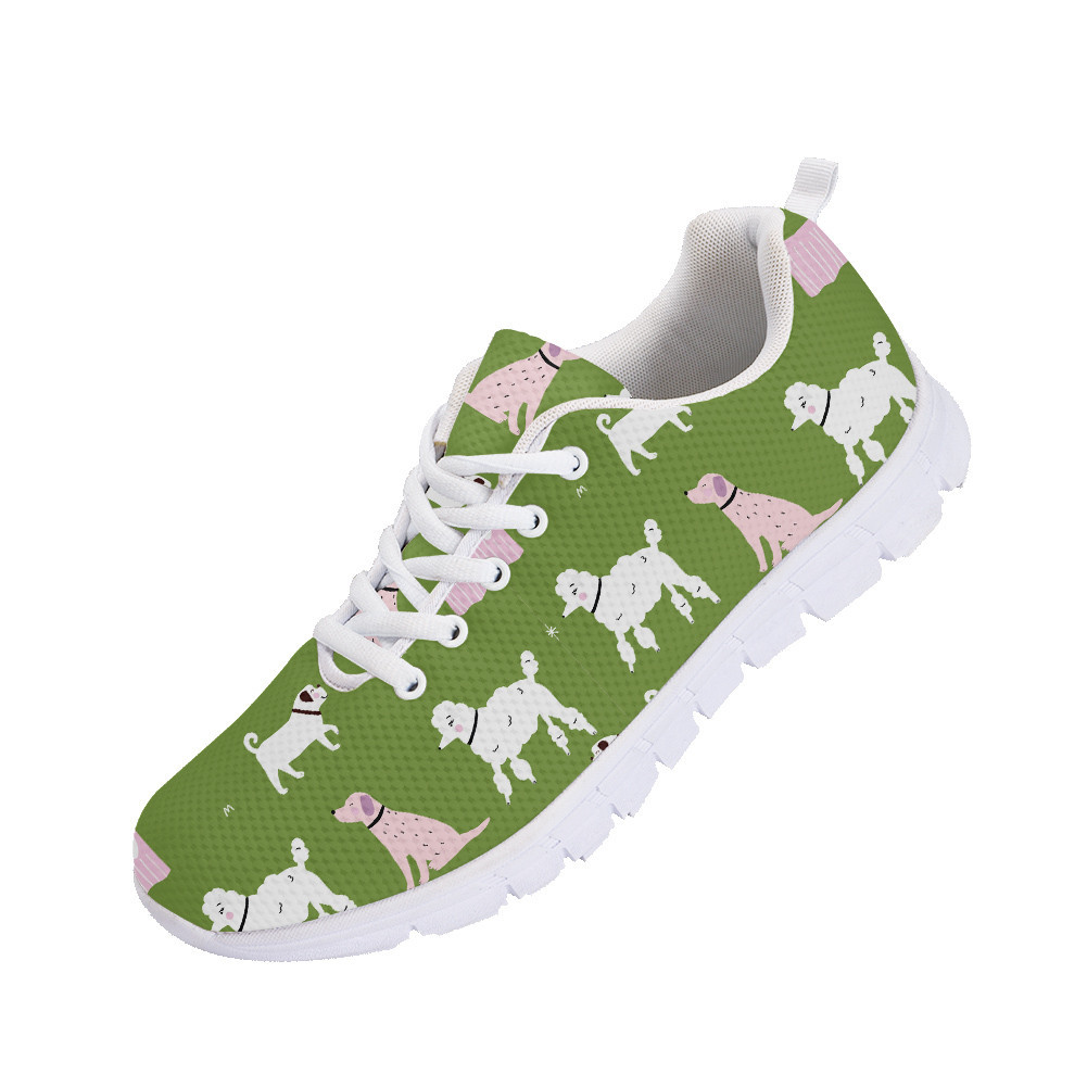 Pink And White Dog Retro Hipster Running Shoes Sport Sneakers