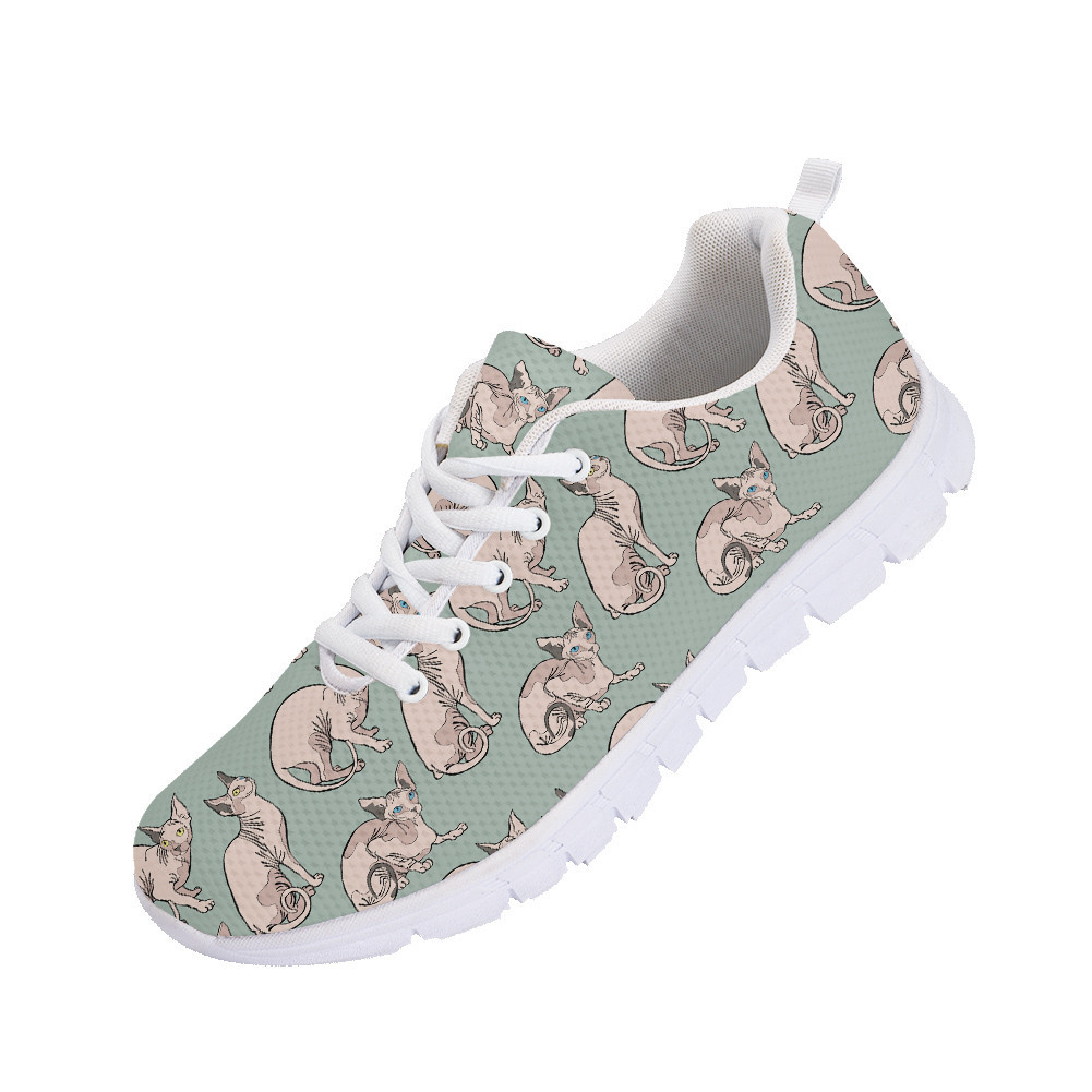 Pink Sphynx Cats In Cartoon Style Running Shoes Sport Sneakers