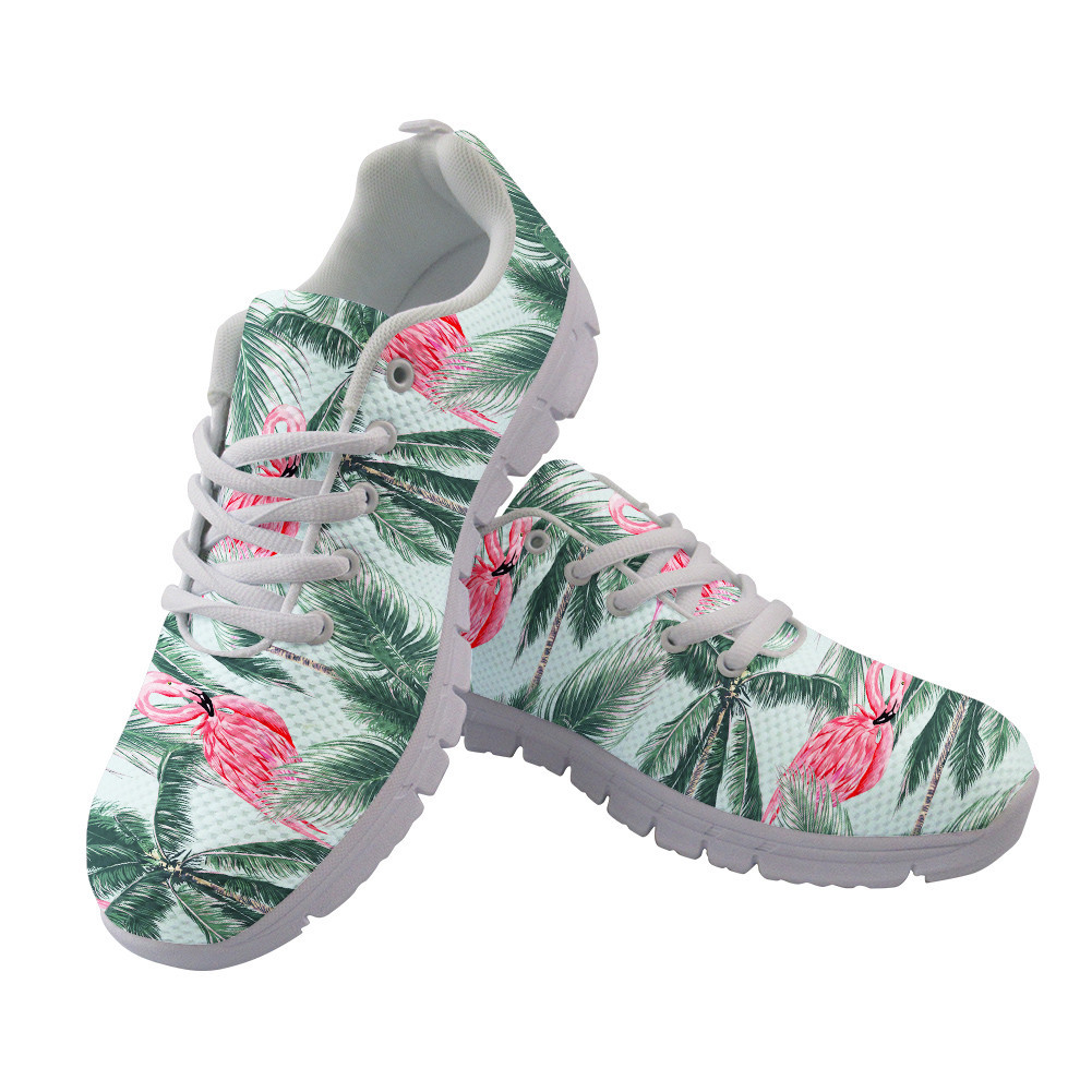 Pink Flamingo Tropical With Palm Tree Running Shoes Sport Sneakers