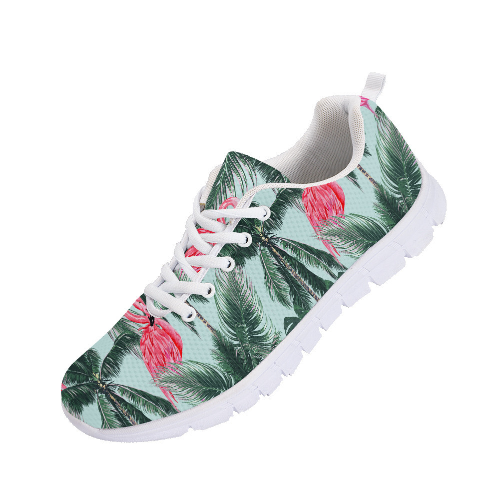 Pink Flamingo Tropical With Palm Tree Running Shoes Sport Sneakers